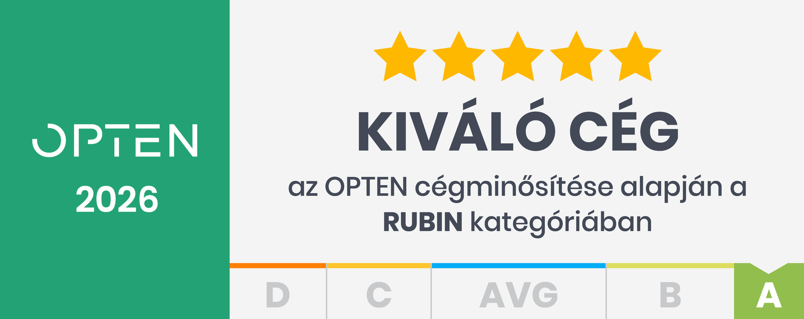 OPTEN Kiváló Cég 2026 – Rubin kategória